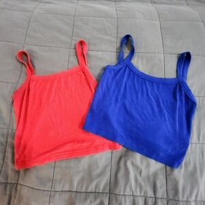 SHEIN Vibrant Red And Blue Crop Tops